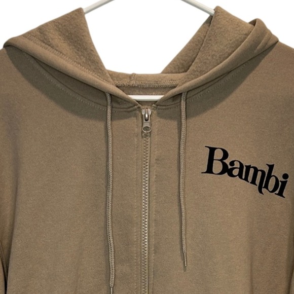 Disney Tops - Disney Bambi Forest Friends Full Zip Hoodie Women's Size Medium Tan Fleece lined